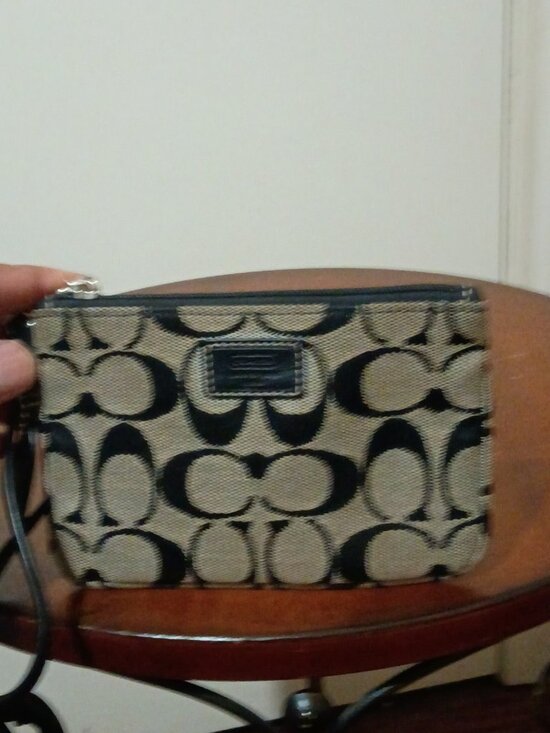 Coach Handbags - Coach Classic Signature Logo Black Gray Wristlet Coin Purse
